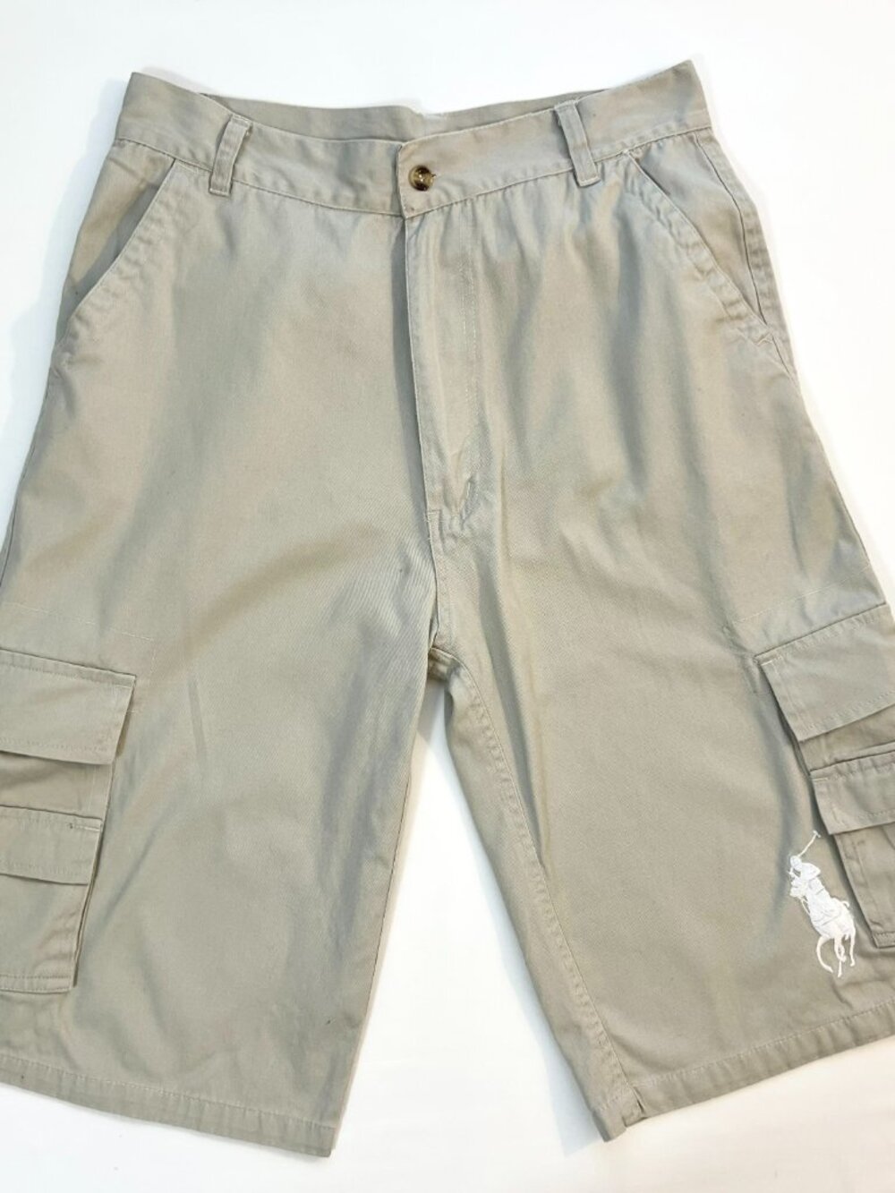 VTG Polo Ralph Lauren Size 32 Tan Cargo Shorts/Big Pony Logo - Light Khaki